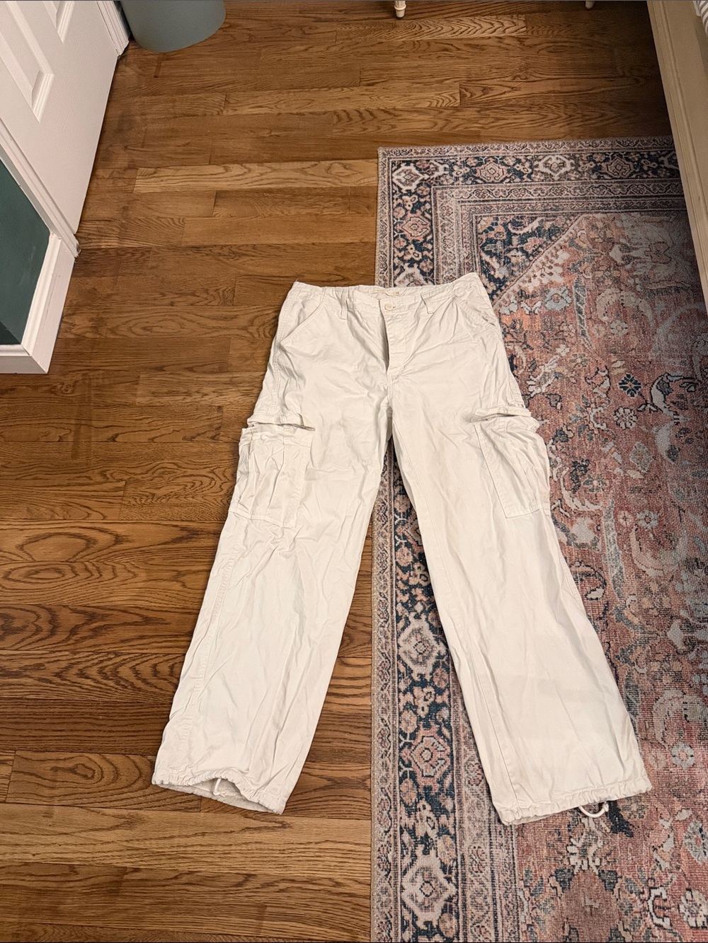 Levi's Cream Wide Leg Cargo Pants for Women